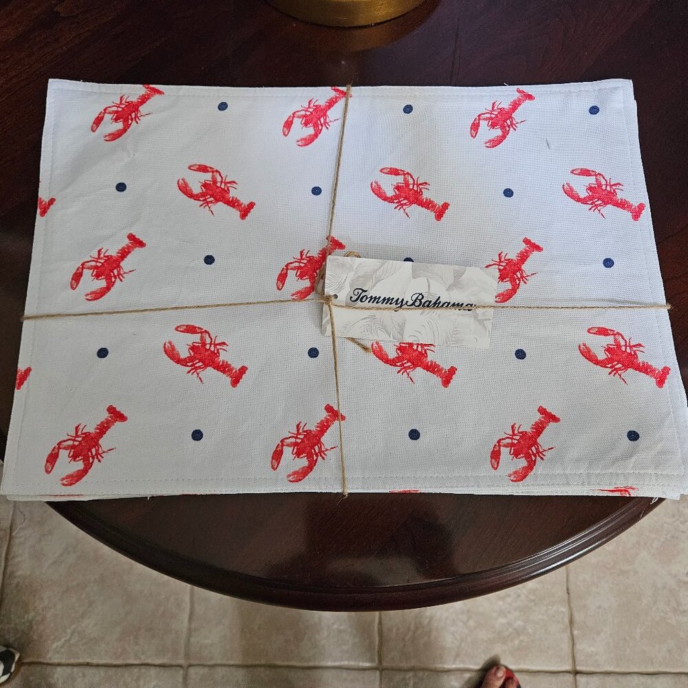 4 NWT RARE TOMMY BAHAMA SUMMER LOBSTER COASTAL OUTDOOR INDOOR PLACEMAT CHARGER